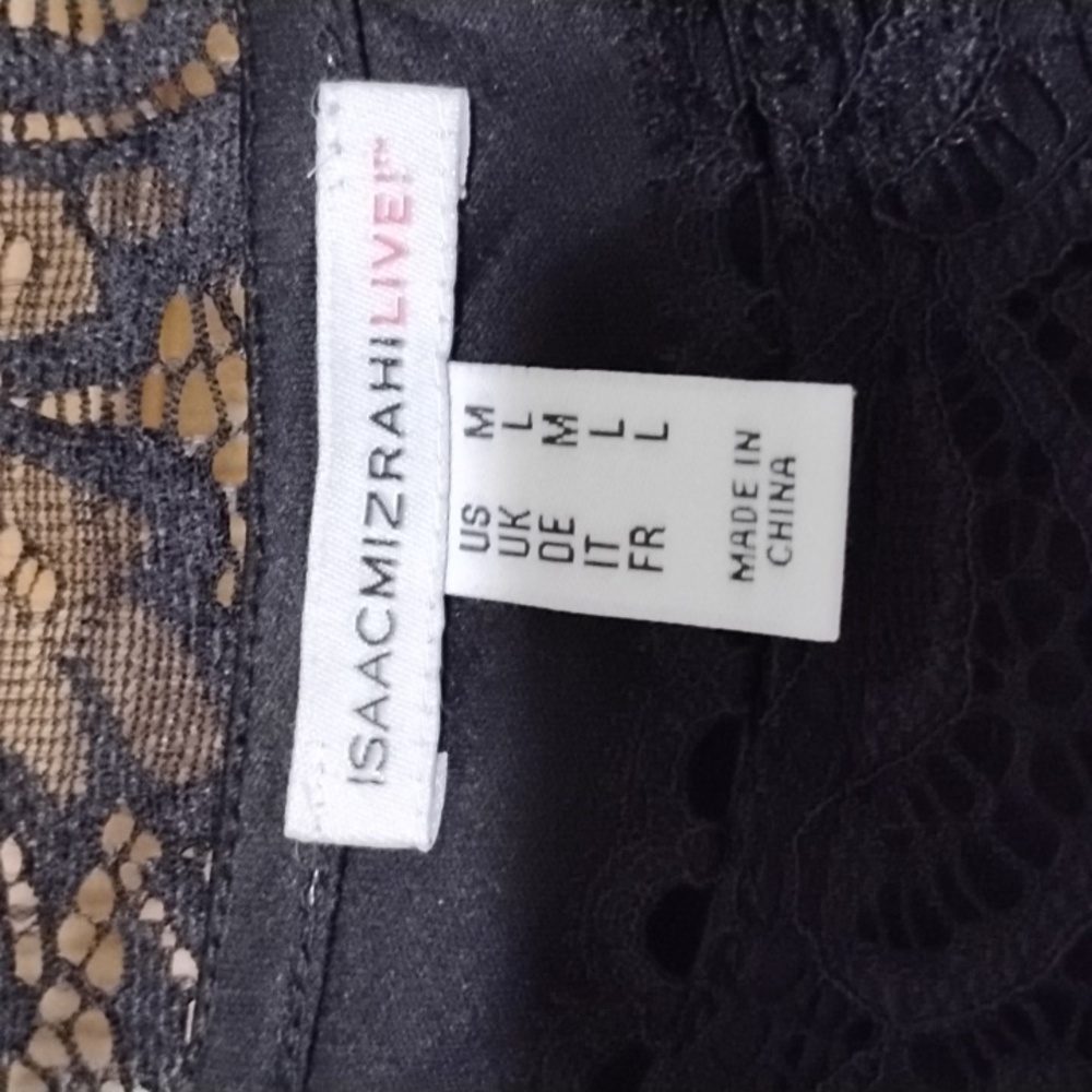 NWOT Isaac Mizrahi Black Lace Blouse Medium - Picture 2 of 9